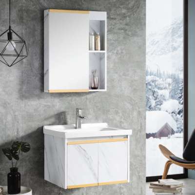 Chinese Factory Wholesale Hotel Modern Bathroom Vanity High Quality Bathroom Cabinet with Led Mirror New Design