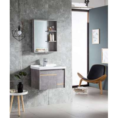 Modern Designs PVC Waterproof Bathroom Cabinet Sinks Best Quality PVC Bathroom Vanity With The Wall Mirror factory direct sale